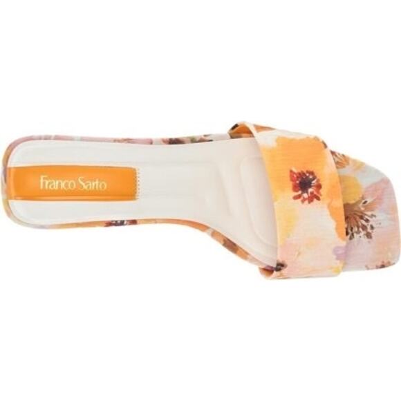 Franco Sarto Floral Block Heel Slide Sandals Orange Multicolor Size 10M - Picture 2 of 7